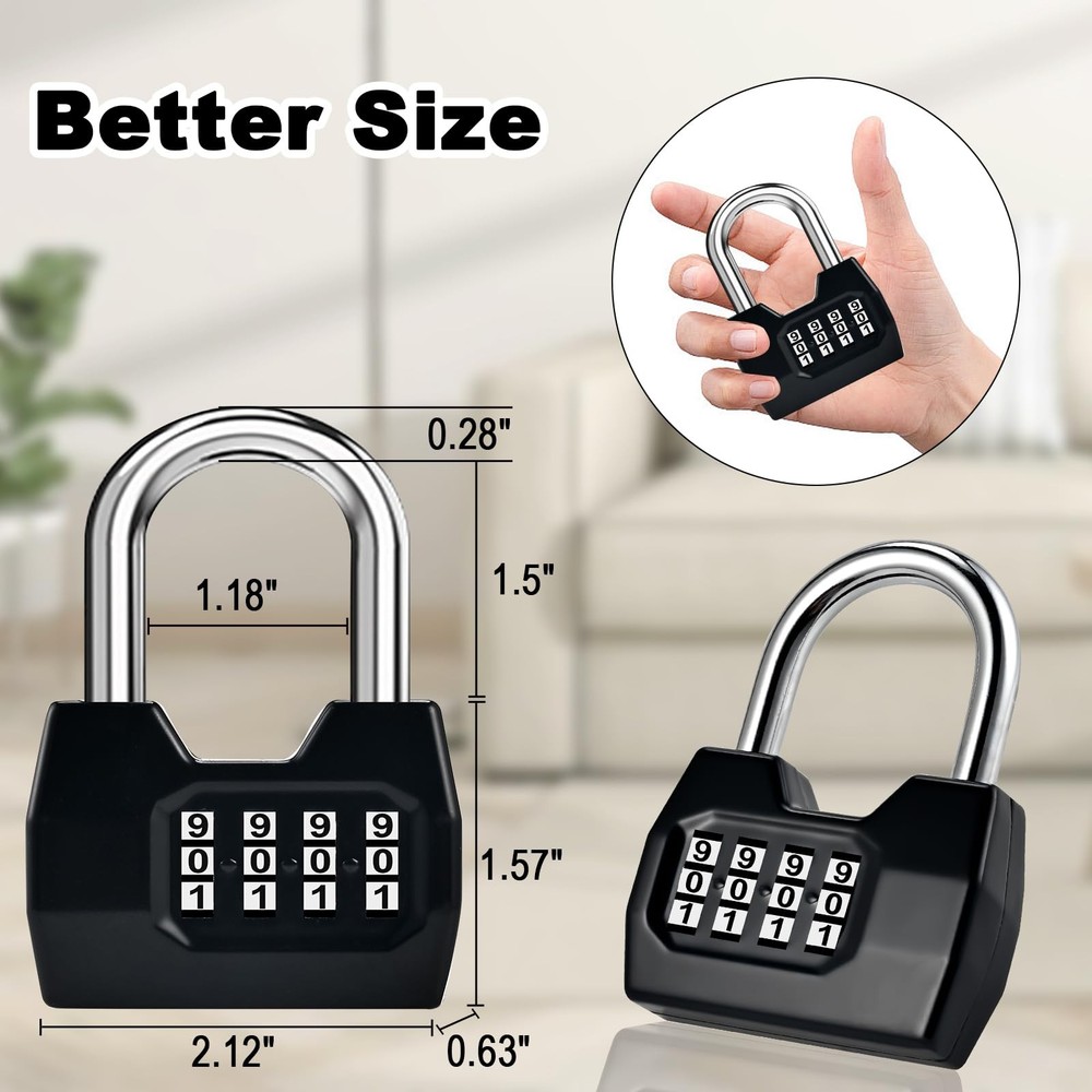 Combination Lock, 4-Digit Fashion Combo Lock, Combination Padlock Waterproof ...