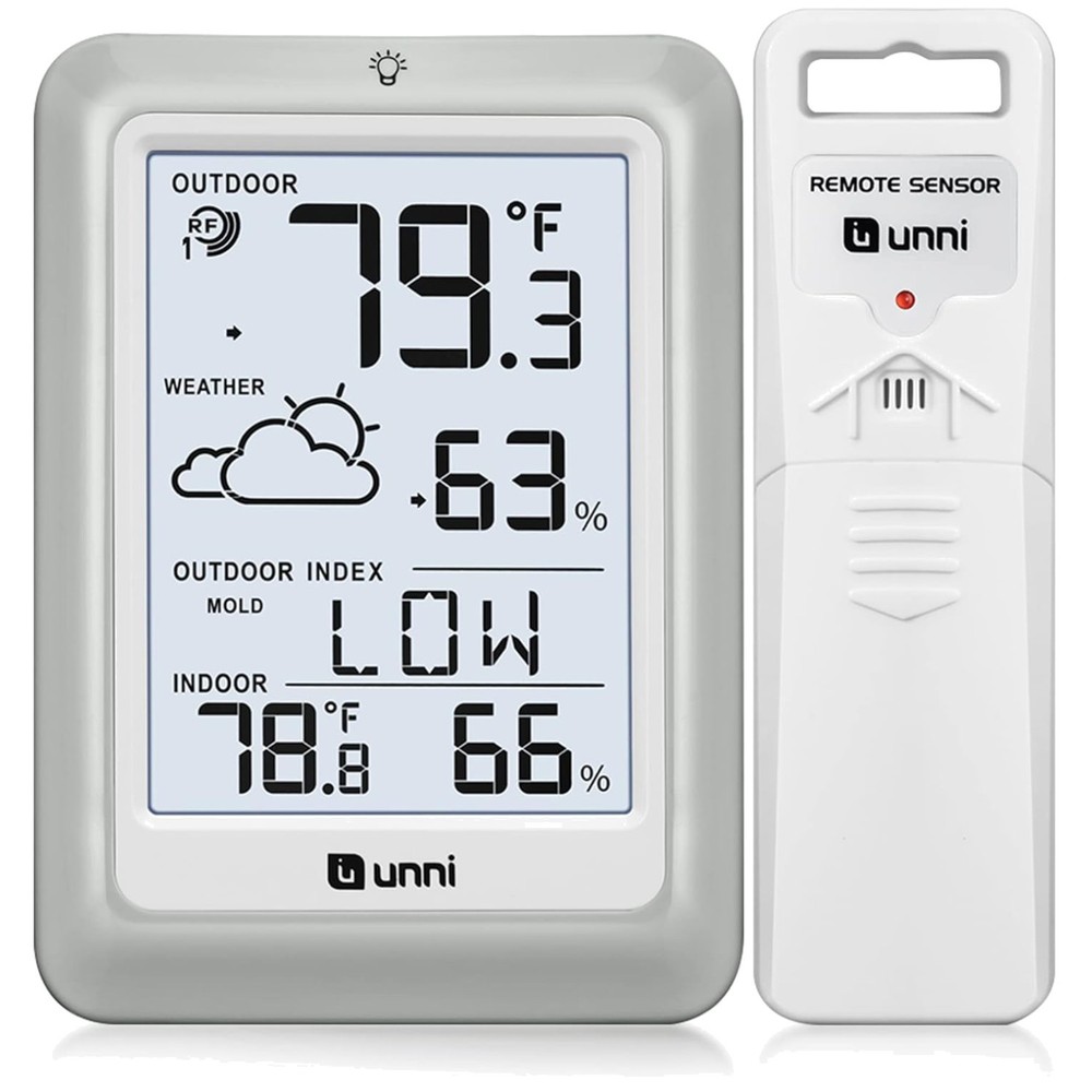 High-Precision Wireless Weather Station with Remote Sensor & Backlight Display