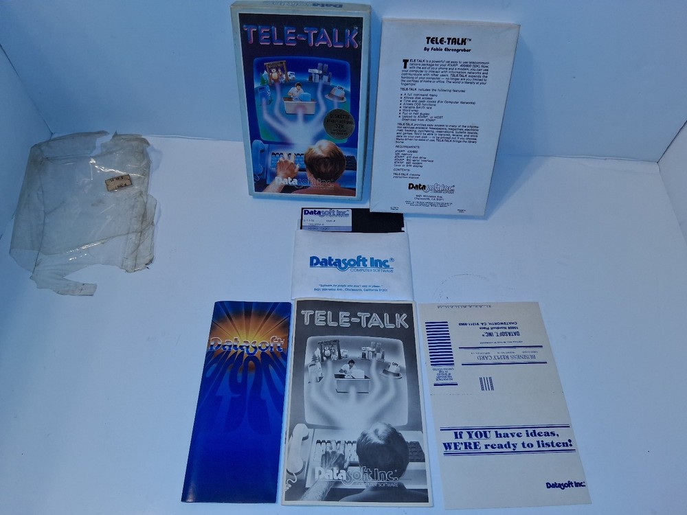 1982 TELE-TALK by DataSoft Telecommunications Software for Atari 400/800 32K Op