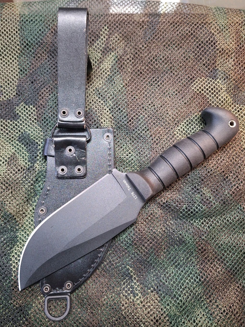 KA-BAR 1278 Heavy-Duty Warthog Fixed Knife 12.25" Warthog SK5 Blade, Black TPR