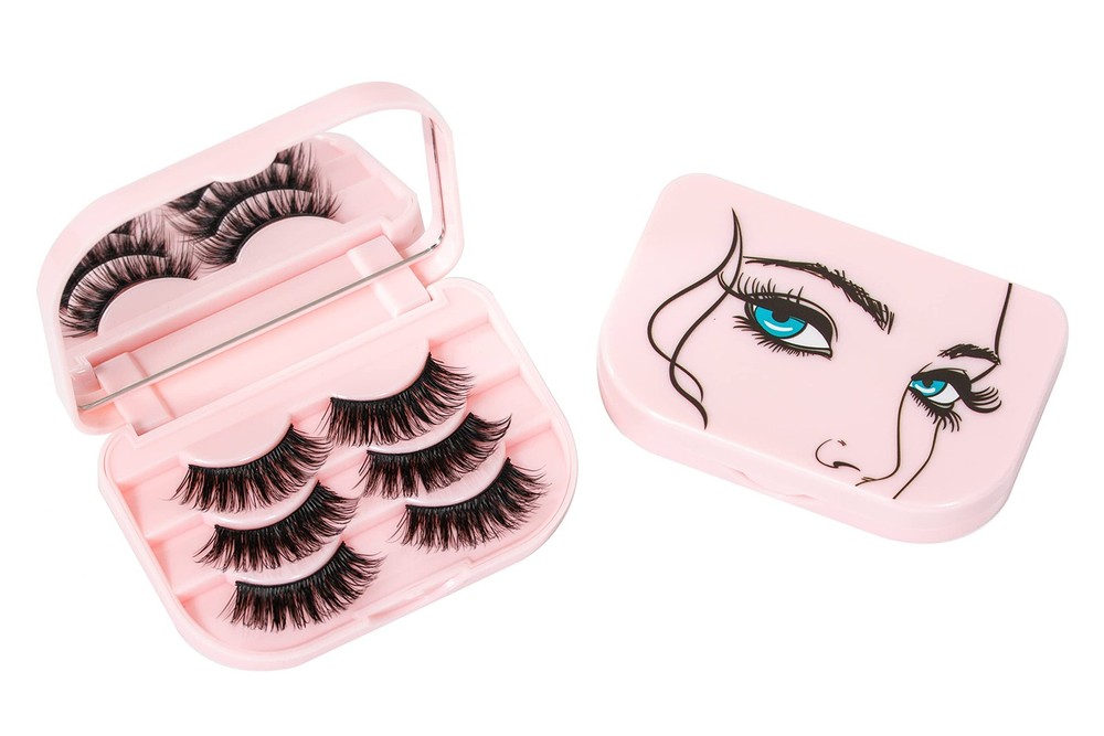 False Eyelash Case Lash Organizer Container 2 Piece Set, Light Pink
