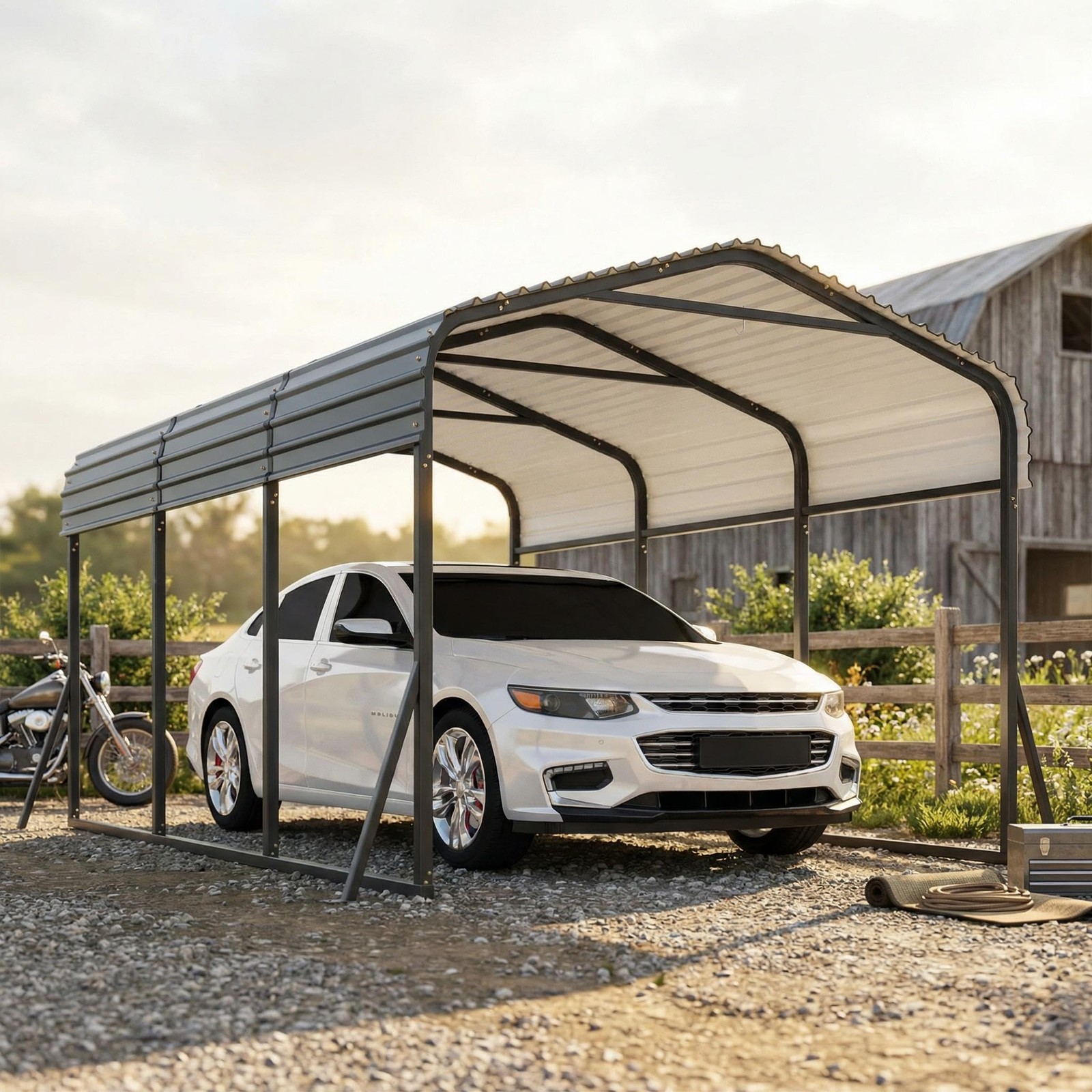 10'x15' Metal Carport, Heavy Duty Galvanized Roof All-Weather Canopy Car Shelter