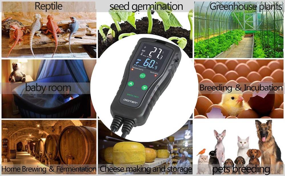 SENSTREE Temperature and DHTC1011-DIGITEN Humidity Temp Controller, Black