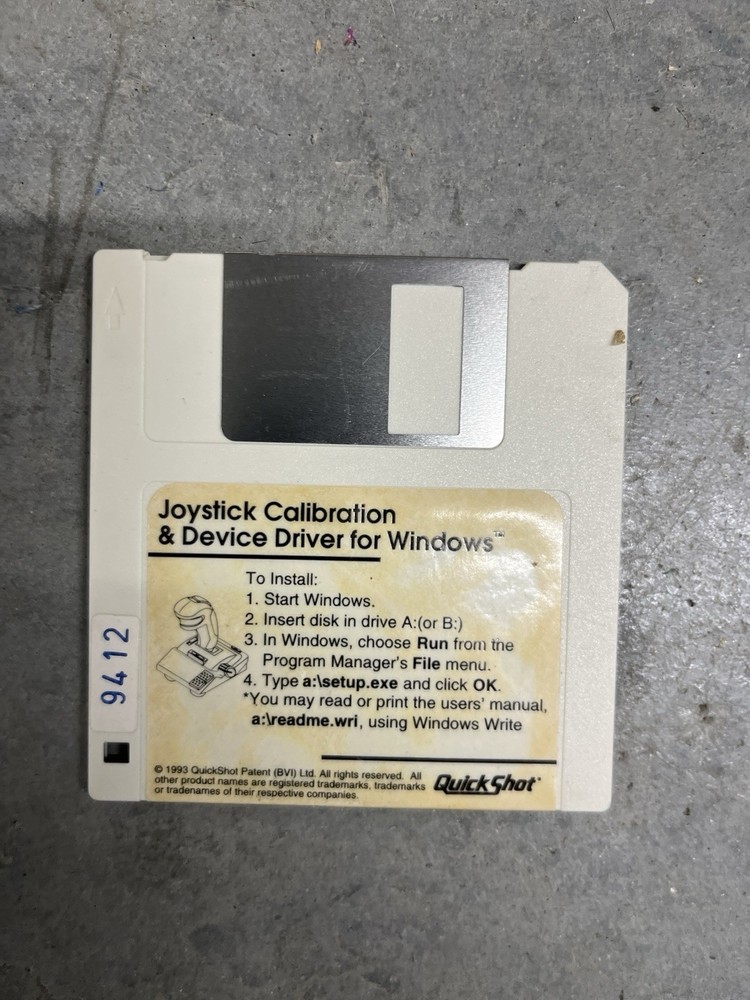1993 Quick Shot Joystick Calibration & Device Driver Windows 3.5 Floppy Software