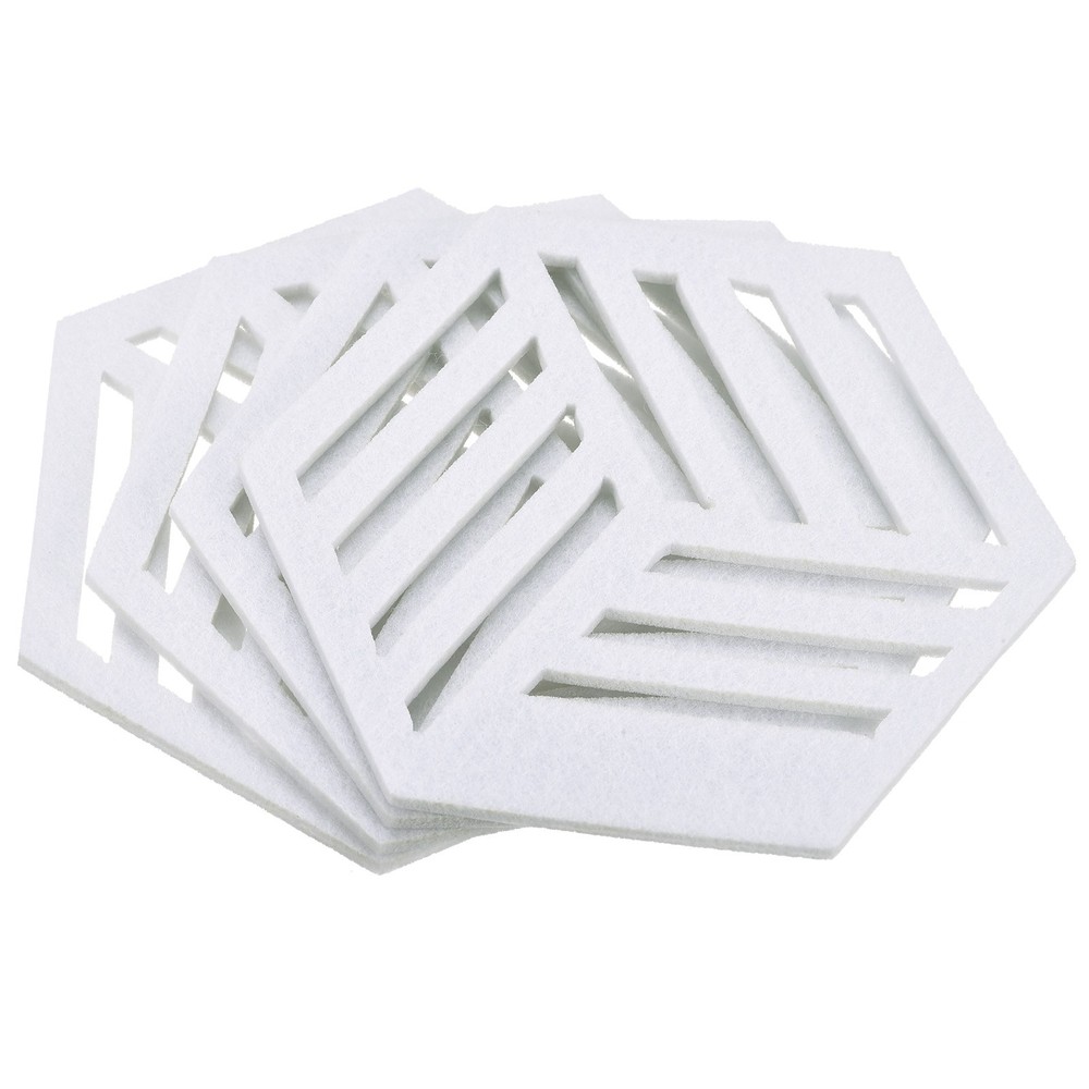 Felt Coasters, 4pcs Hexagonalagon Mat Tampons Coaster, White