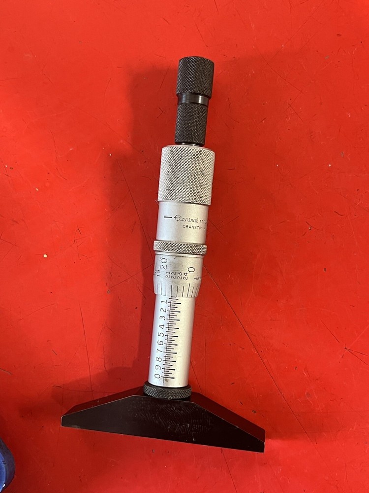 Central Tools Depth Micrometer #6240 With 2 Rods And Manual In Plastic Case