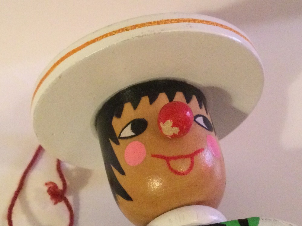 Vtg. E. Pfaff Wooden Pull String Puppet Black Forest Girl approx. 7.25"