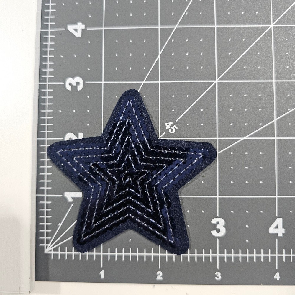Sequin Navy Blue Star - Embroidered Patch