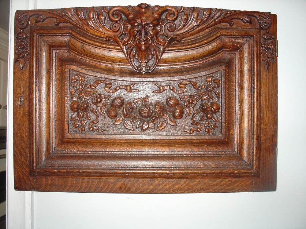 Antique Horned Devil Satyr Oak Panel RJ Horner Style w Key Hole