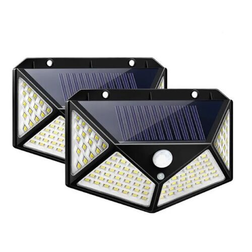 Solar Power 100 LED Light PIR Motion Sensor Outdoor Security Wall Lamp