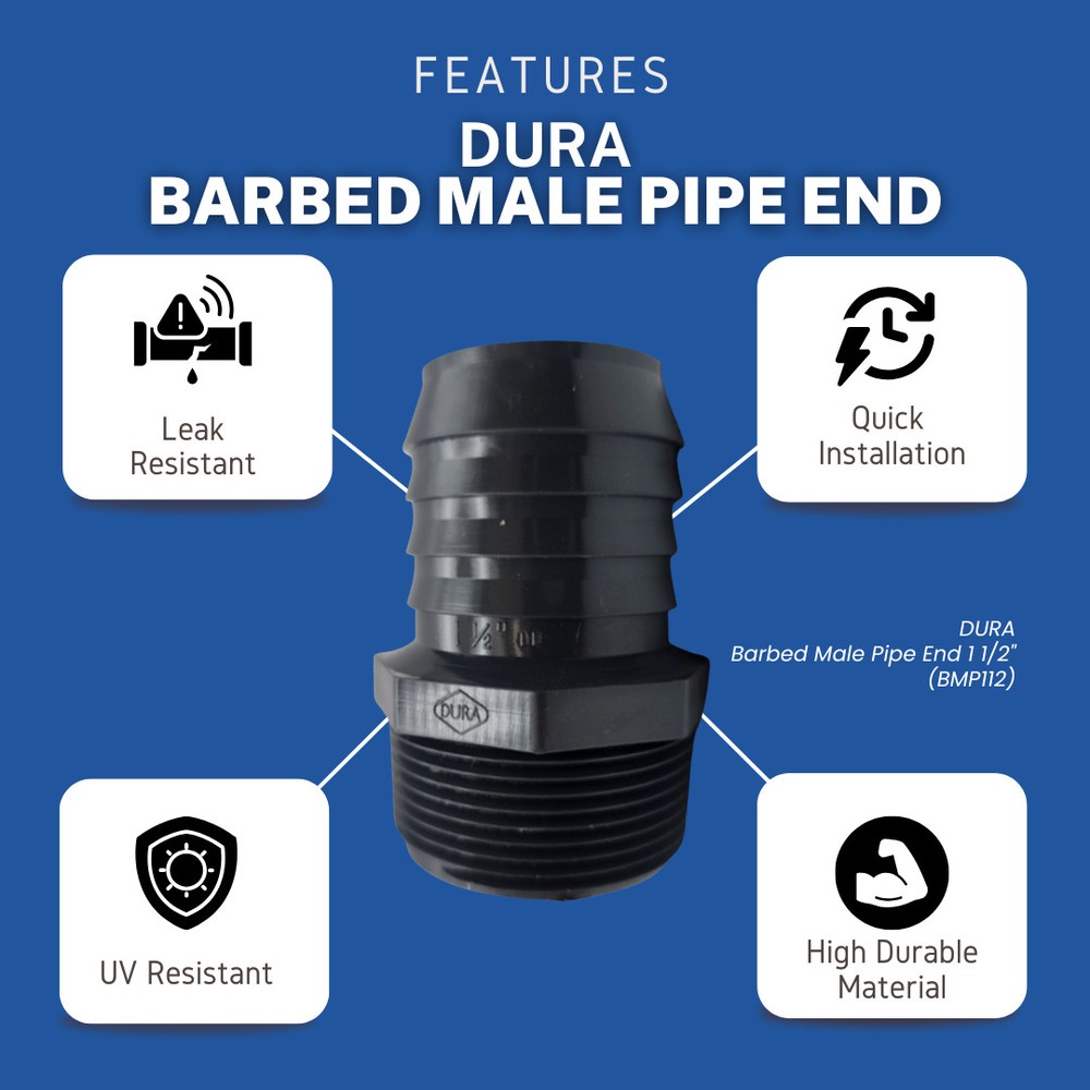 5 pack Barbed Male Pipe End 2"