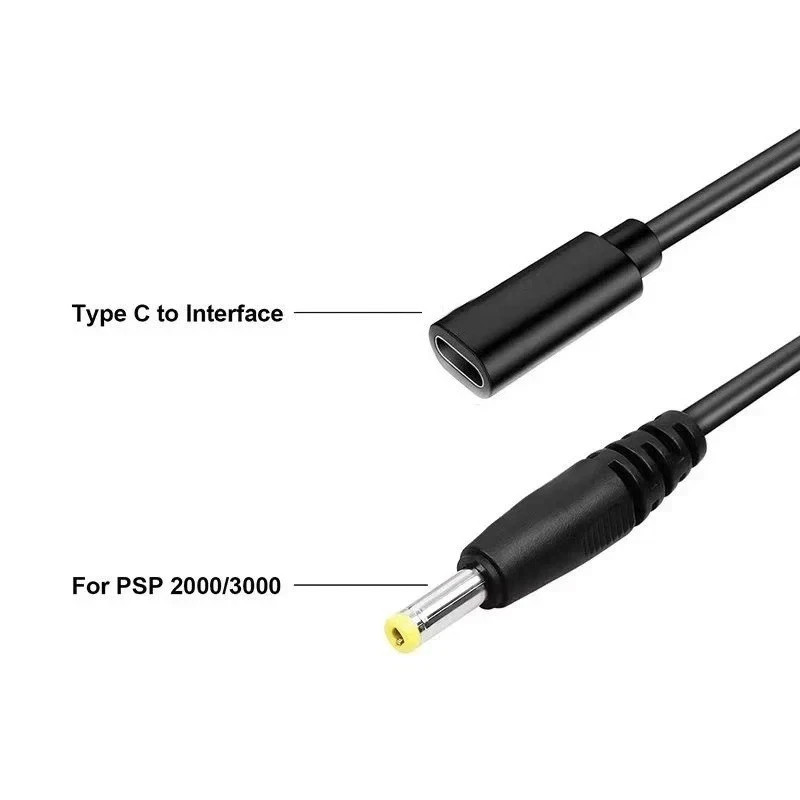 USB C Cable for PSP1000 2000 3000 Controller Charging Adapter Type C LED Convert