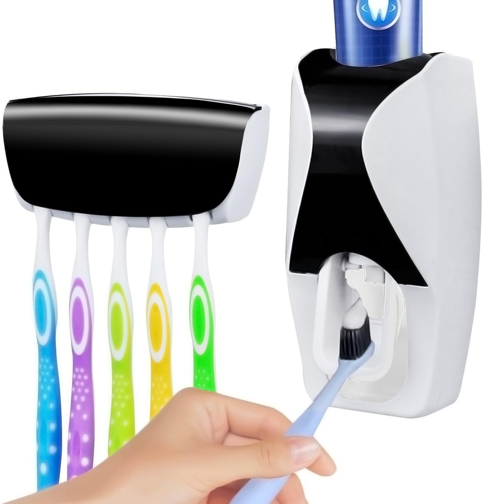 WAYCOM Dust-Proof Toothpaste Dispenser Squeezer Kit (Black) Black