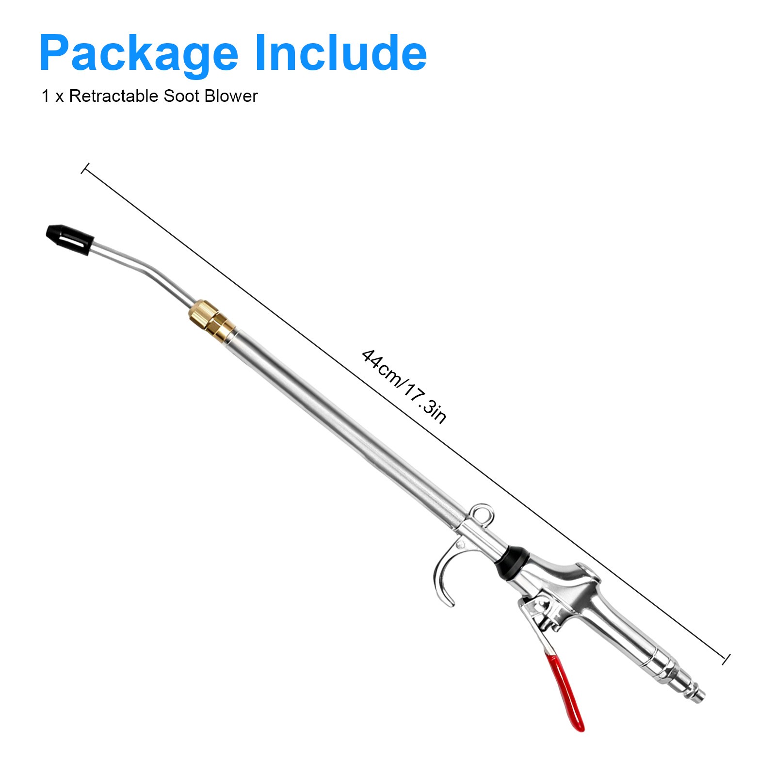 Heavy Duty Air Blow Gun 17–26in Extendable Nozzle High Flow Dust Clean1/4" Plug