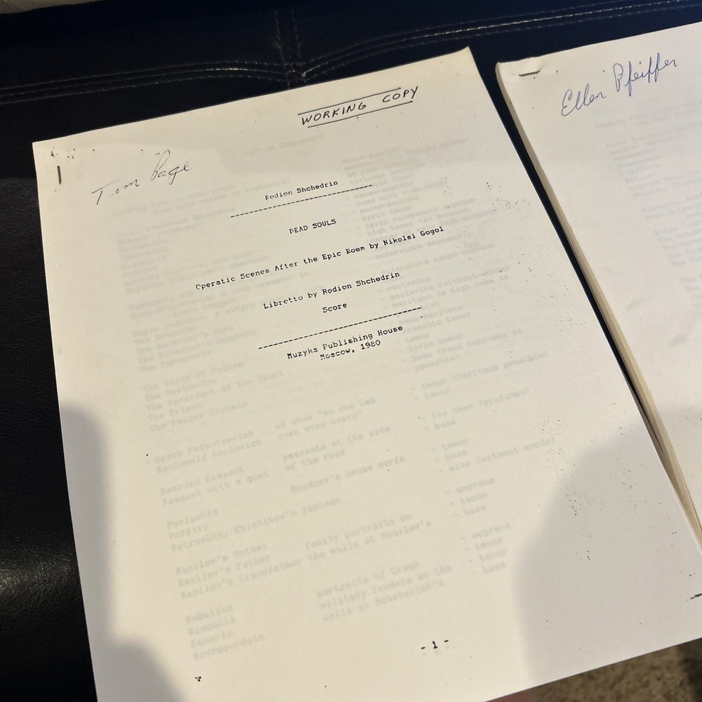 Rodion Shchedrin Dead Souls Original Moscow Opera Script 1980 Two Scripts & More