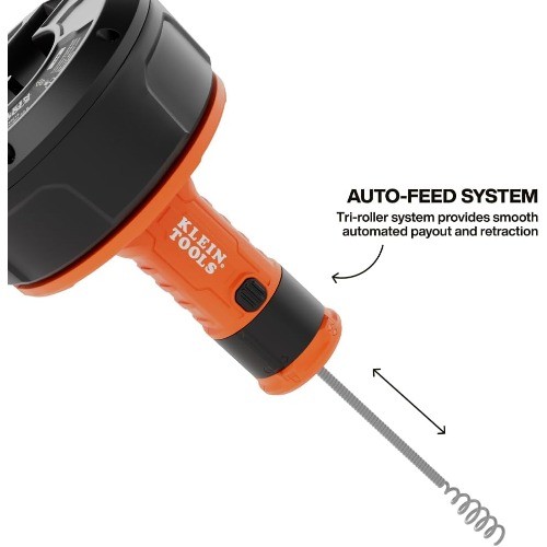 Klein Tools 53016 25-Ft Auto-Feed Drain Auger, Power Drill Compatible