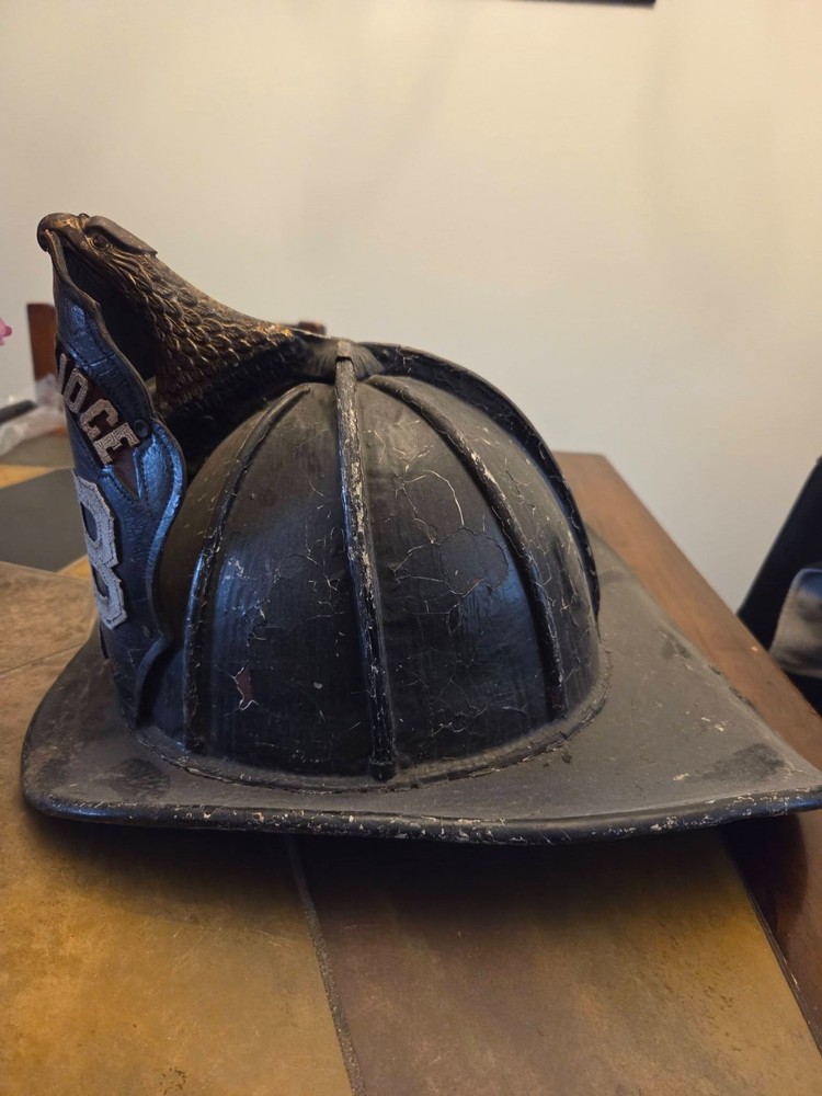 vintage high eagle fire helmet