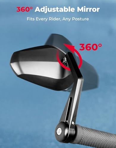 Universal Motorcycle Bar End Mirrors - Fits 7/8" Handlebars - Billet