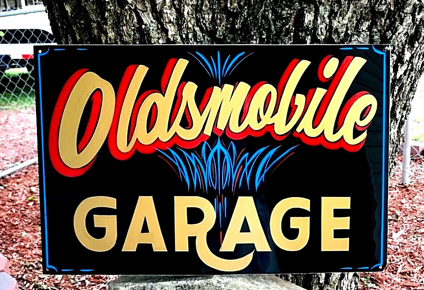 Personalized " BIKER " GARAGE SHOP Hand Painted Bike Motorcycle SIGN Pinstripe