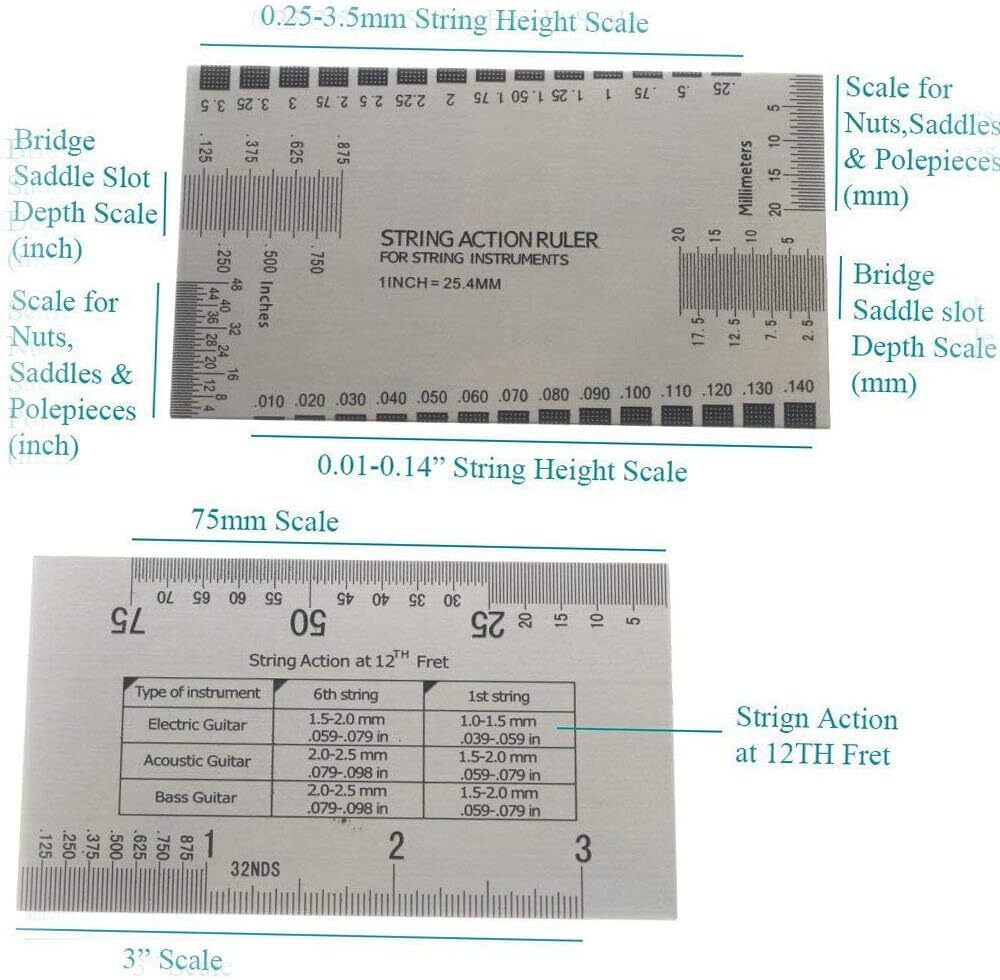 14Pcs Understring Radius Gauge For Guitar Bass Setup Luthier DIY Luthier Tools