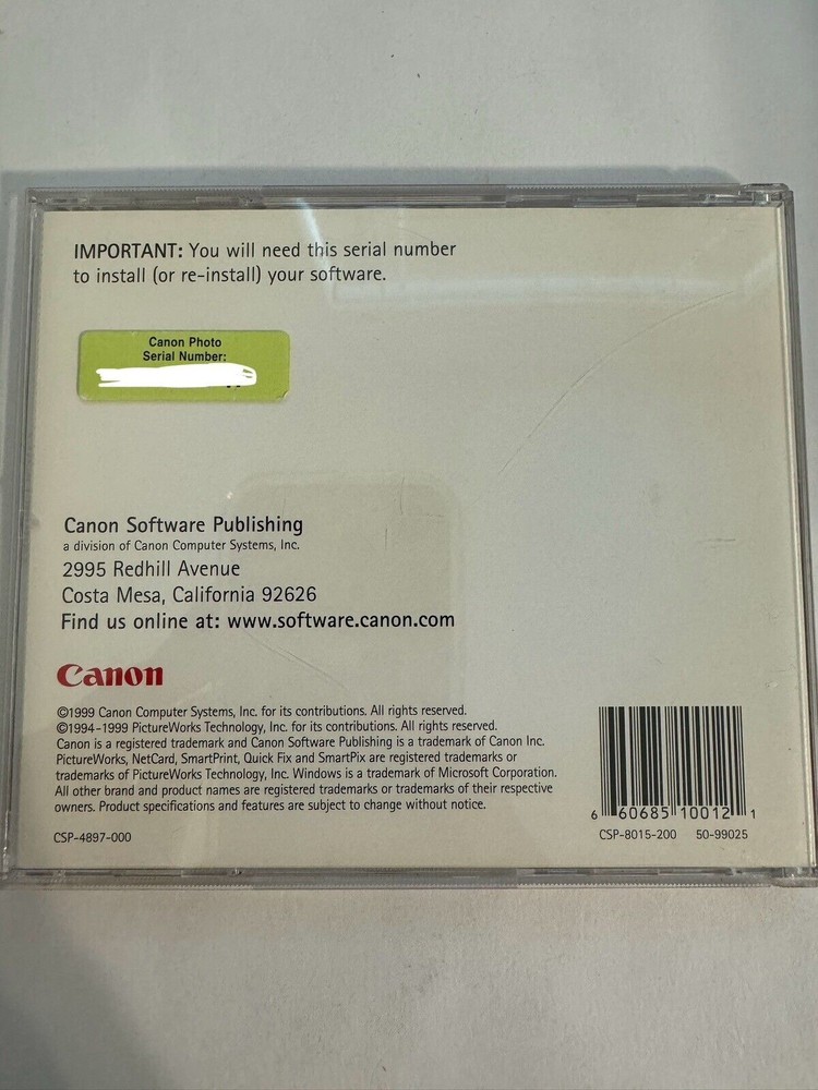 Canon Photo 1.5 Software for PC and Mac (2000 Release)