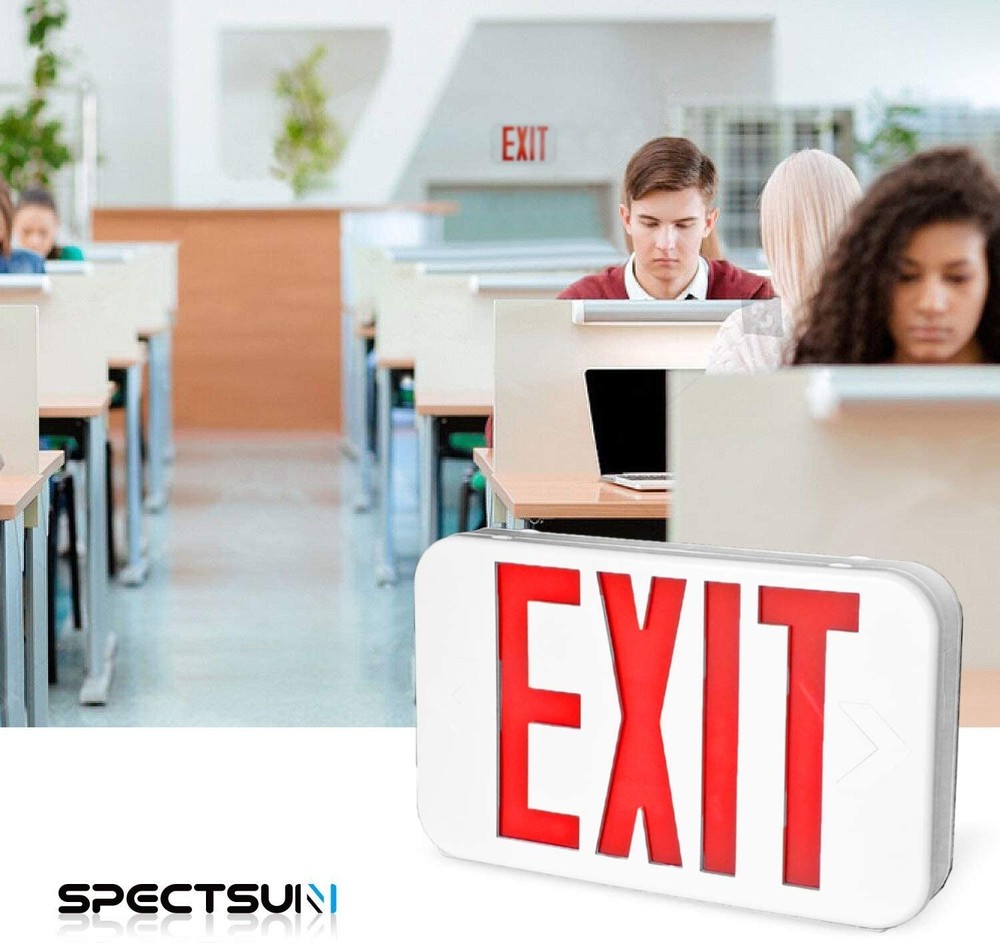 UL Listed 6 Packs Red&Green Led Exit Sign & Exit Light with Battery Backup Combo