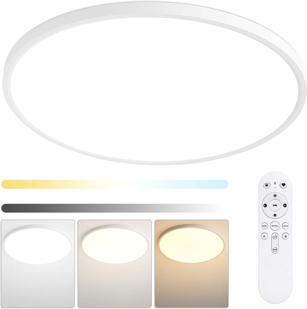 20 Inch Large LED Flush Mount Ceiling Light Fixtures - 48W Dimmable Kitchen Ceil