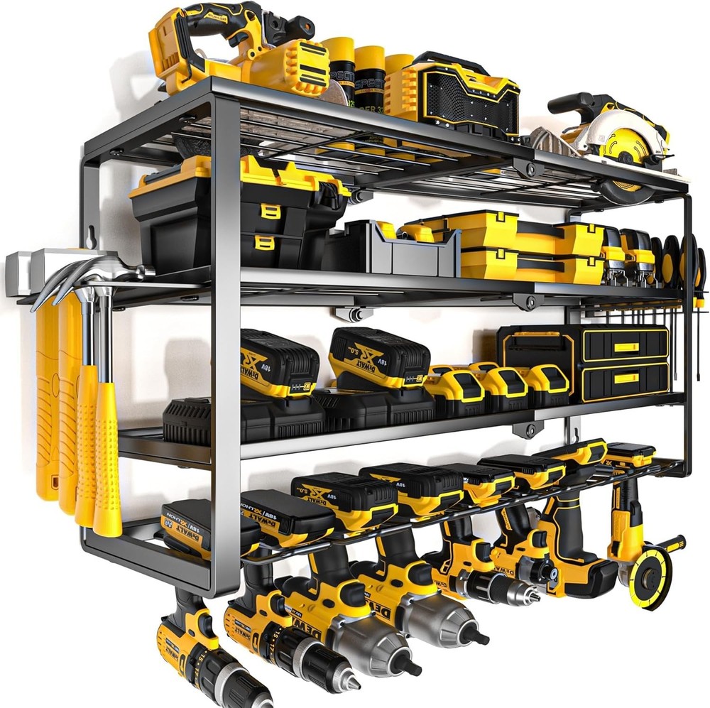 Professional 4 Layer Tool Organizer for Garage - Wall Mounted & Easy Install