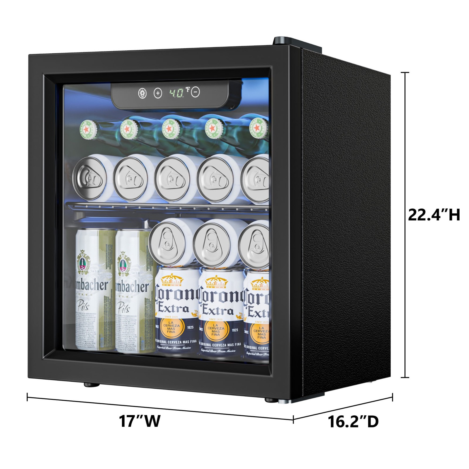 55 Cans Mini Beverage Refrigerator & Portable Beverage Cooler with Glass Door
