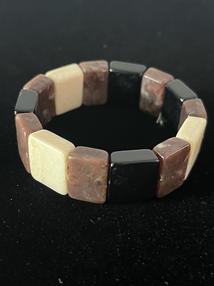 Brown, Black & Beige Stretch Bracelet Boho Retro