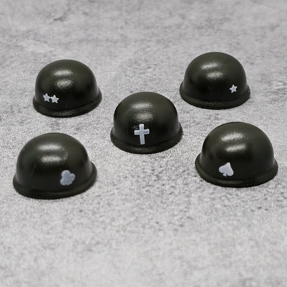 Multipack WW2 Platoon Helmets Blocks Accessory for Minifigures Gt4e501