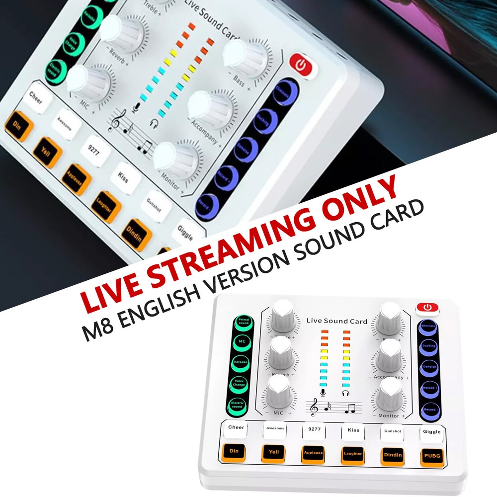 M8 Sound Card Live Streaming Interface External USB Live Broadcast MicrophoneRk