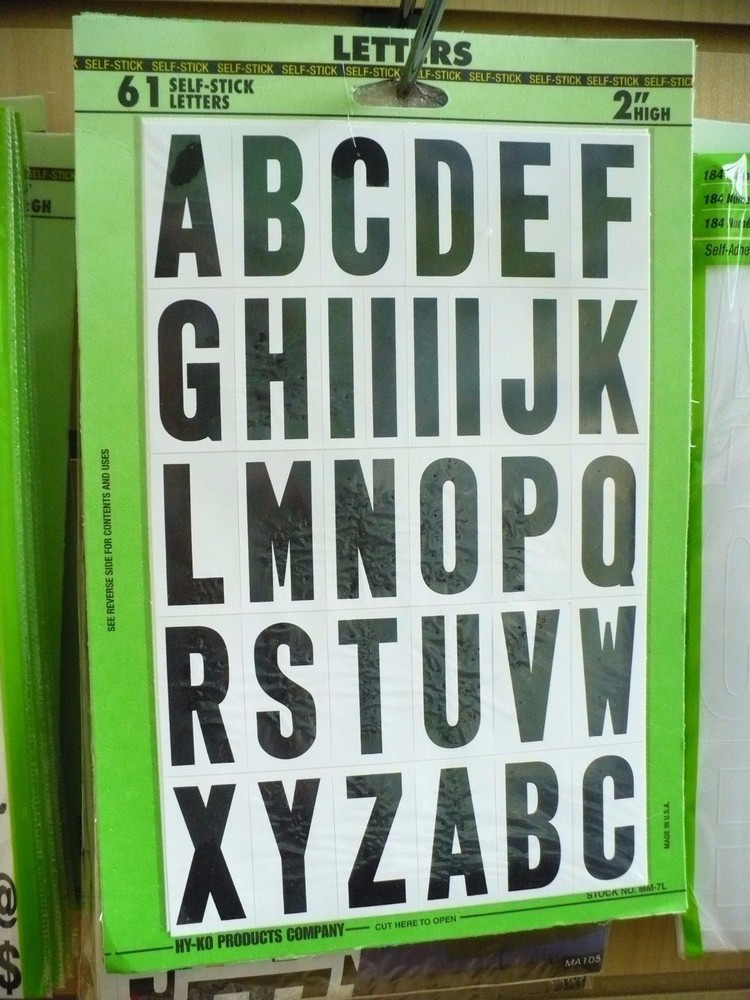 Self-Stick Vinyl  2" Letters