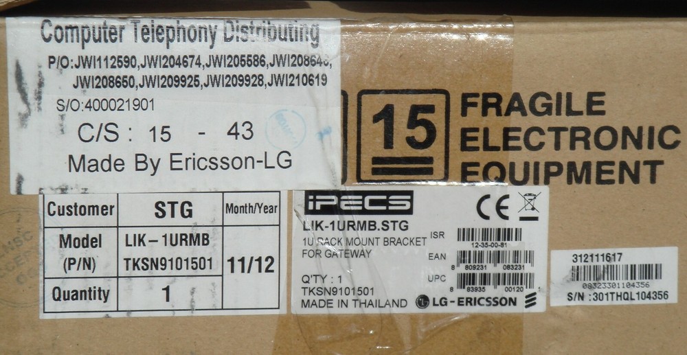 Ericsson-LG iPECS Gateway LIK-1URMB 19-inch Rack Mount System Module