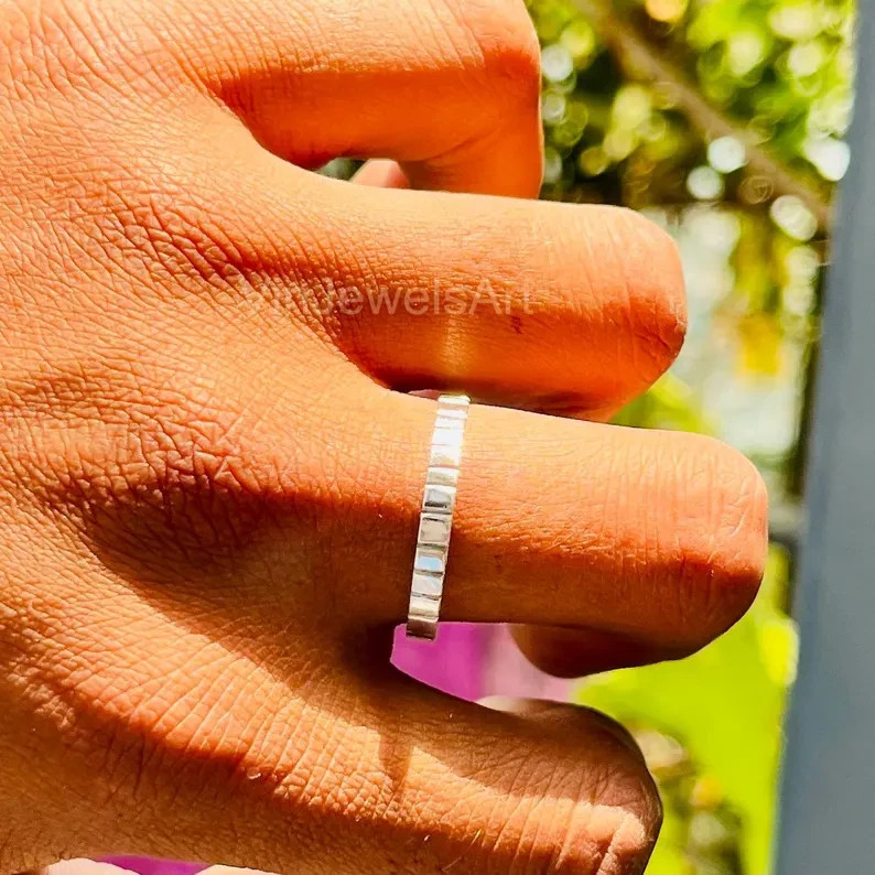 925 Sterling Silver Stacking Ring: Handcrafted Minimalist Band Ring All Size