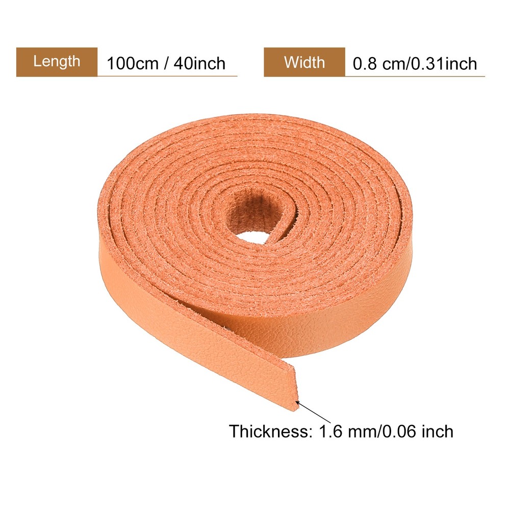 Faux Leather Straps Strip Leather String 0.8cm/0.31" Width, Orange