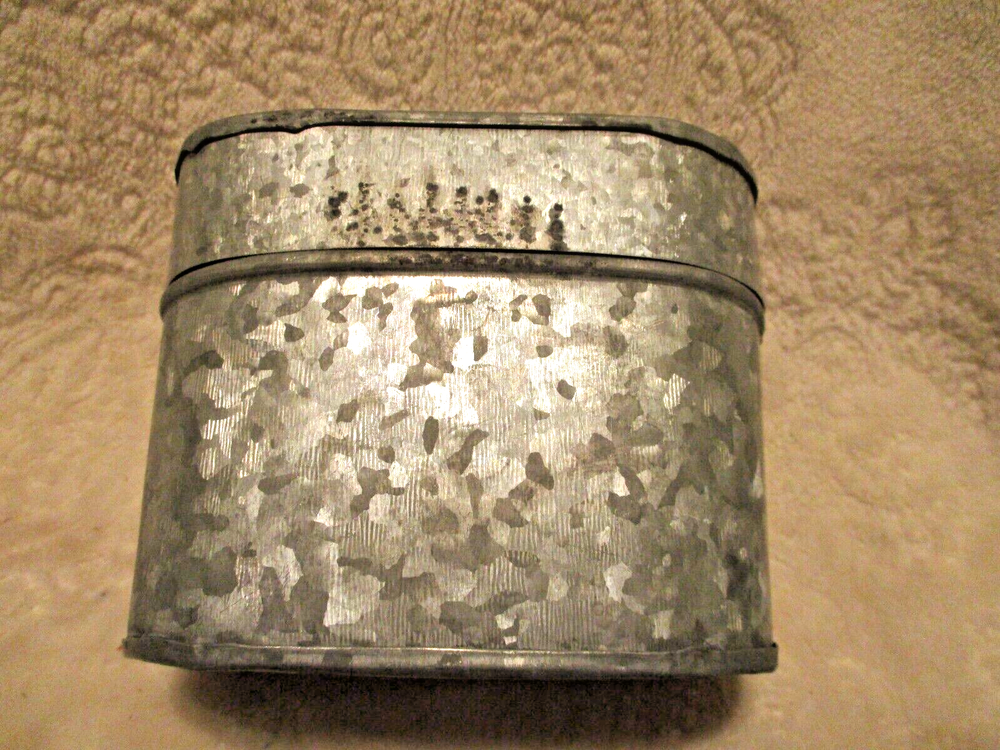 Galvanized Empty Oblong Shape Candle Container~NO CANDLE~EMPTY
