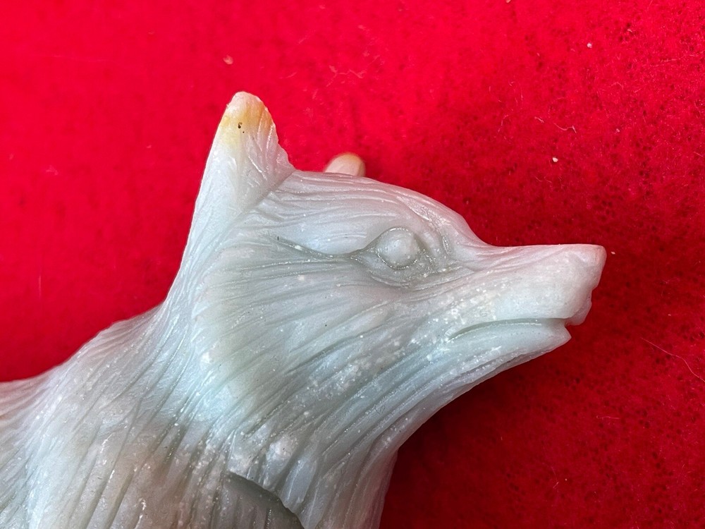 Powerful Amazonite Wolf Shaman Carving For Strength & Healing