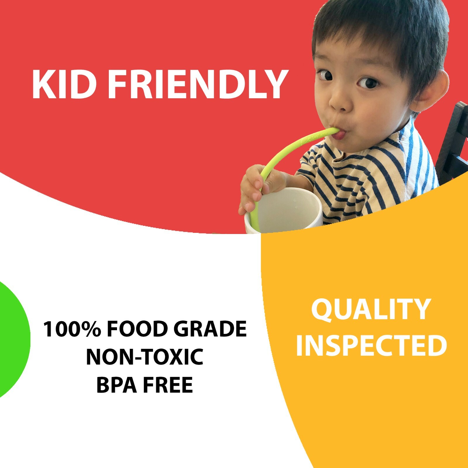 SeaTurtle Reusable Silicone Straws - 10 Pack - /w Cotton Bag and Cleaning Brush