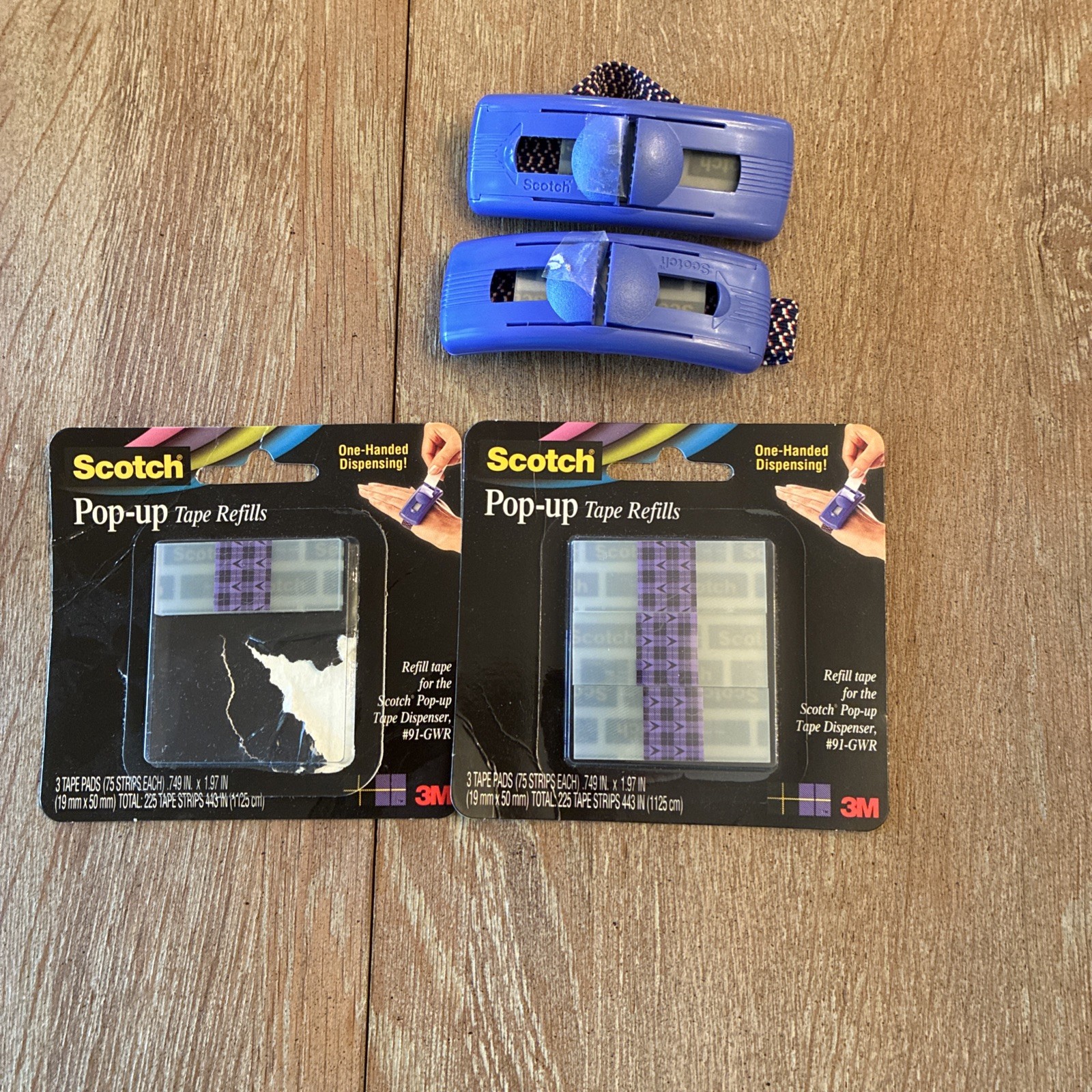 Scotch Pop-Up Tape Refill Strips; 4 Tape Pads & 75 Strips Each + 2 Dispensers