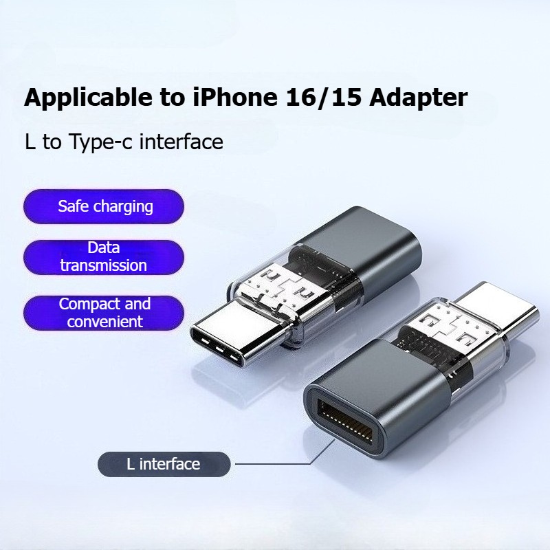 L to Type-C USB C Adapter Charging Data Sync & OTG Connector for iPhone 15/16