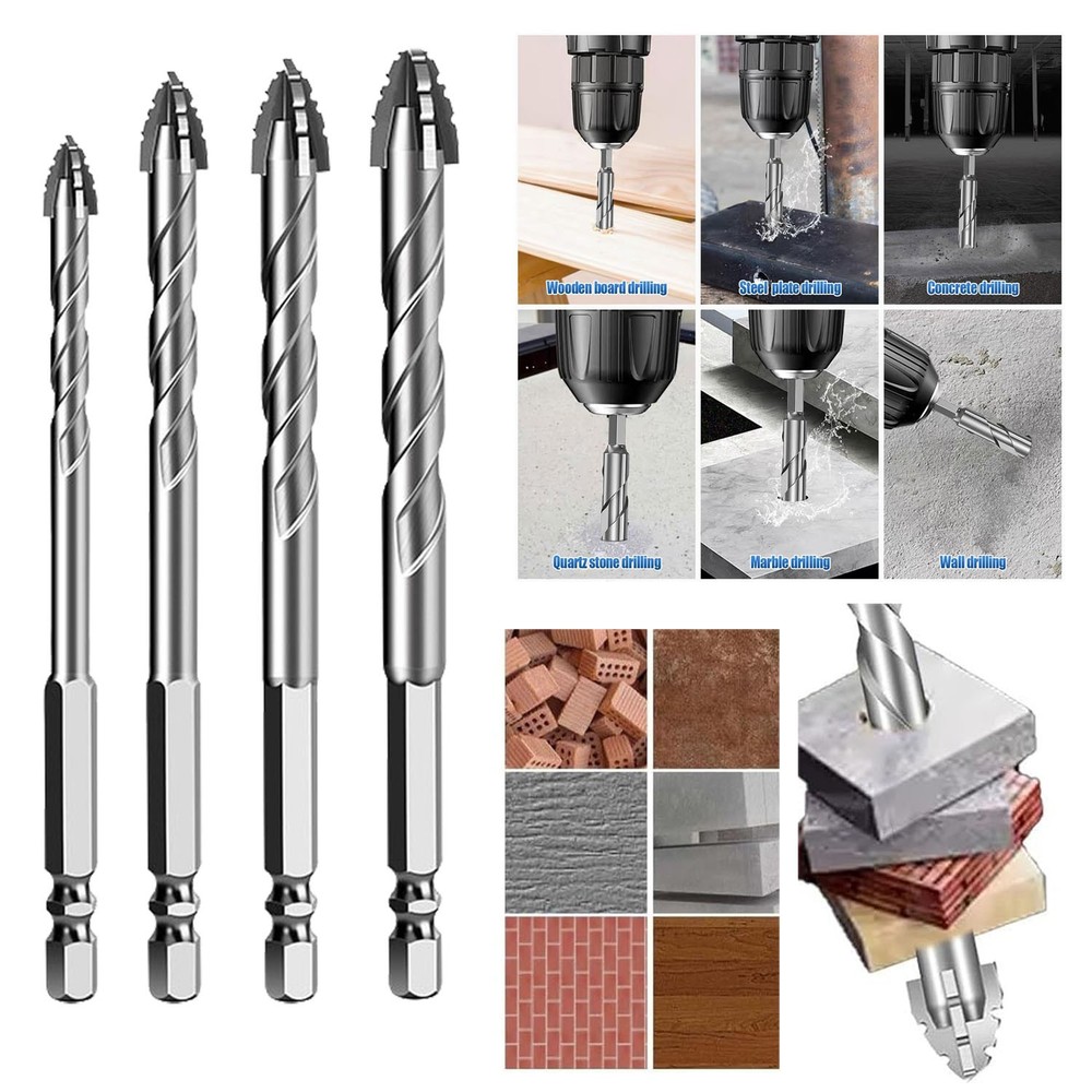 4X Eccentric Drill Bit Set Four-Flute Sawtooth Eccentric Drill Bit High Hardness