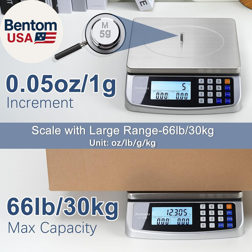 110Lb Food Scale, Commercial Kitchen Scale with Price Computing, Plug-In Usable,
