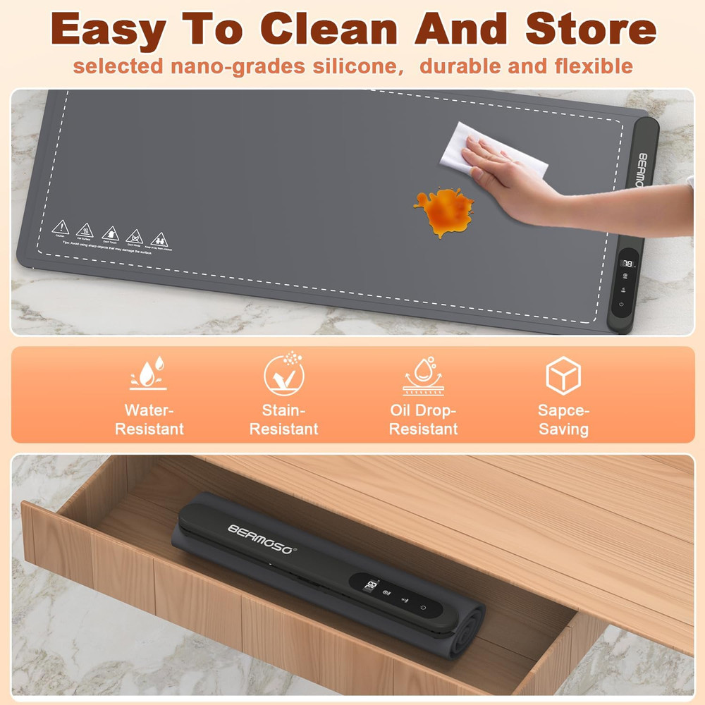 Extra Large Graphene Food Warming Mat - 6 Temp Settings & Timer, Portable Use