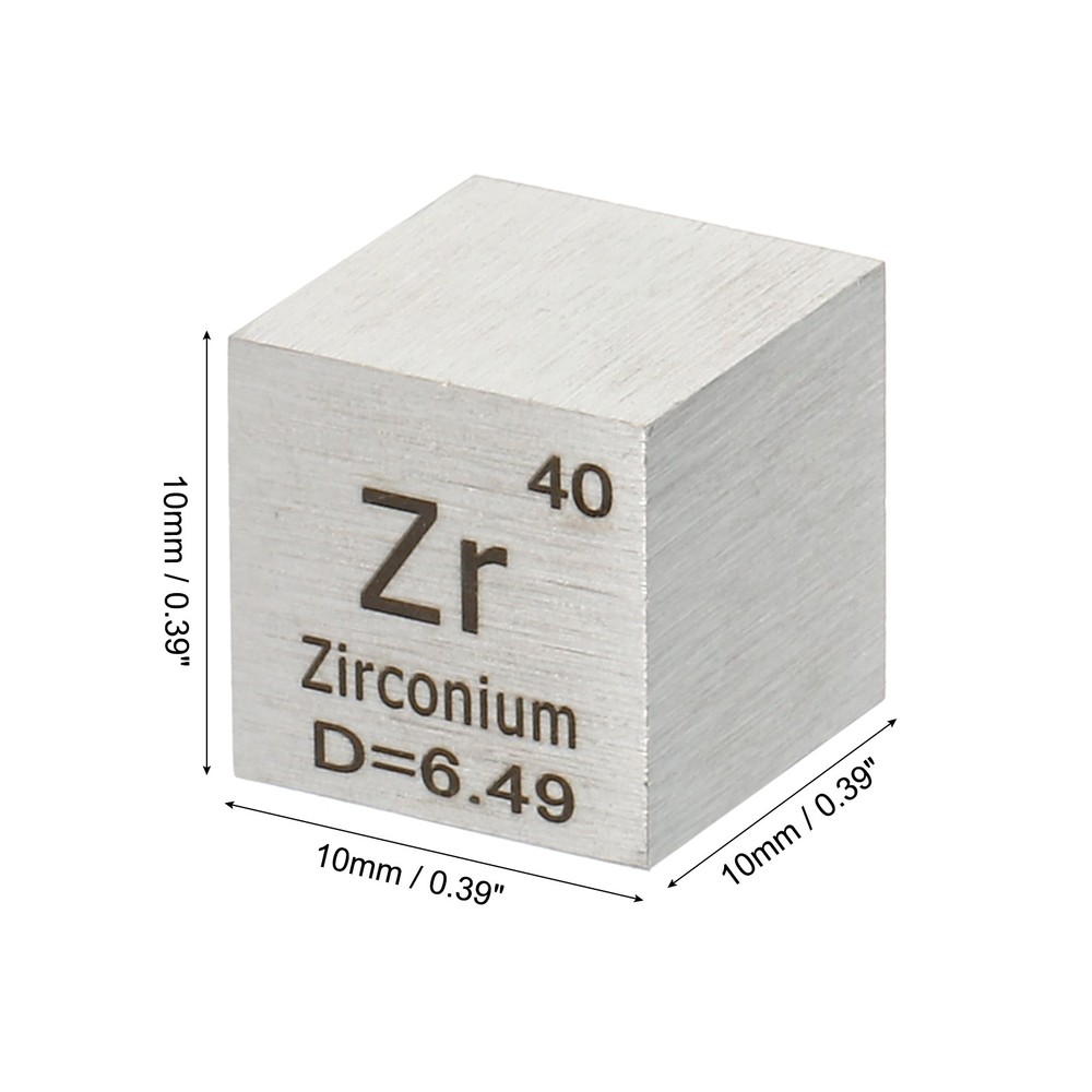 Zirconium Cube,10mm Zr Density Cube High Density Element Cube Unique Metal Cube