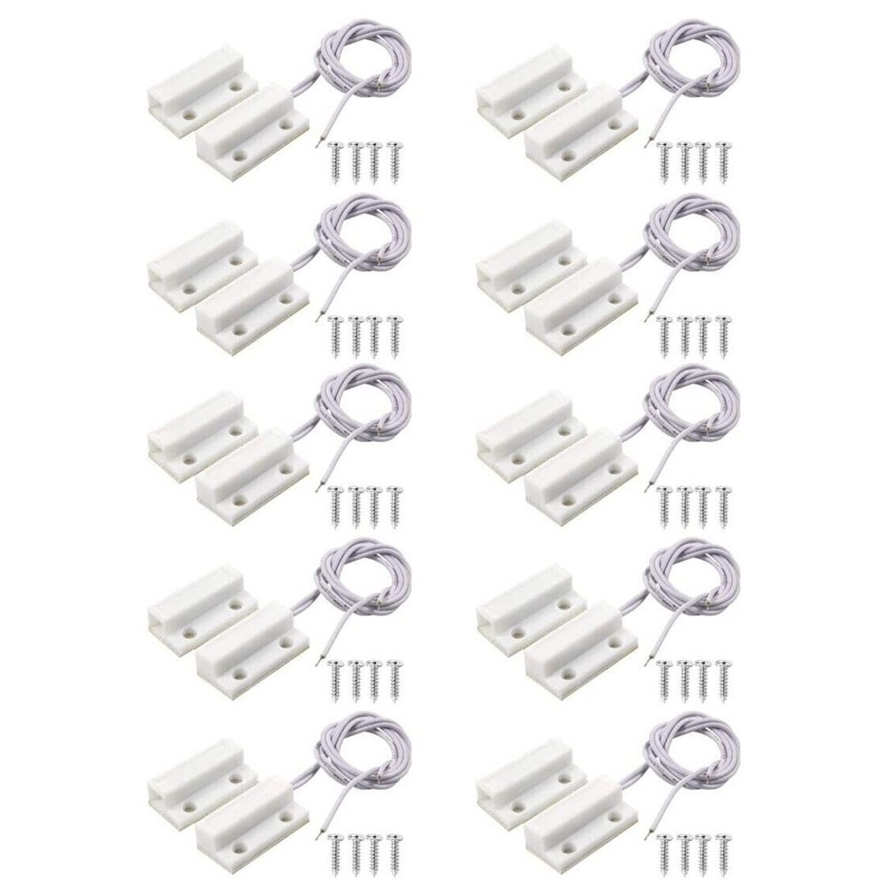 10pair MC-38 Surface Mount Wired NC Door Sensor Alarm Magnetic Reed Switch