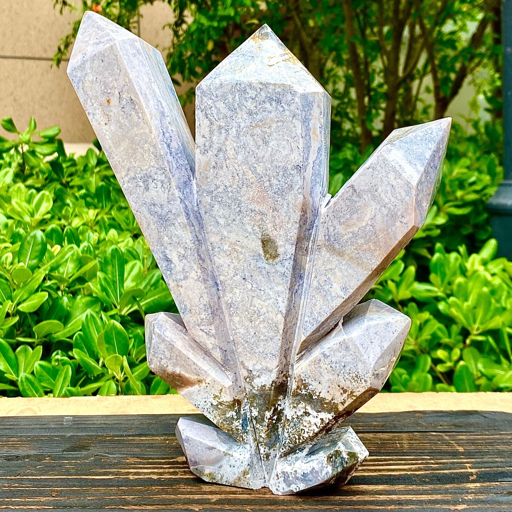 6.09LB Natural Water Grass Agate Column Quartz Multi pointed Column