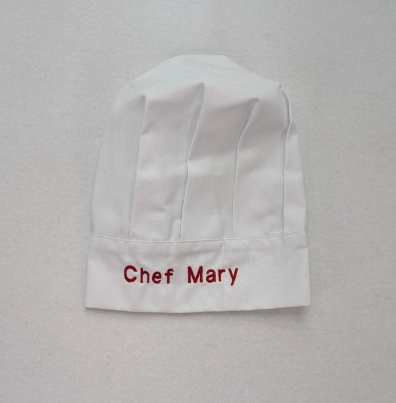 Now Designs Chef Hat Hook and Loop Adjustable Size White Chef Mary Embroidered