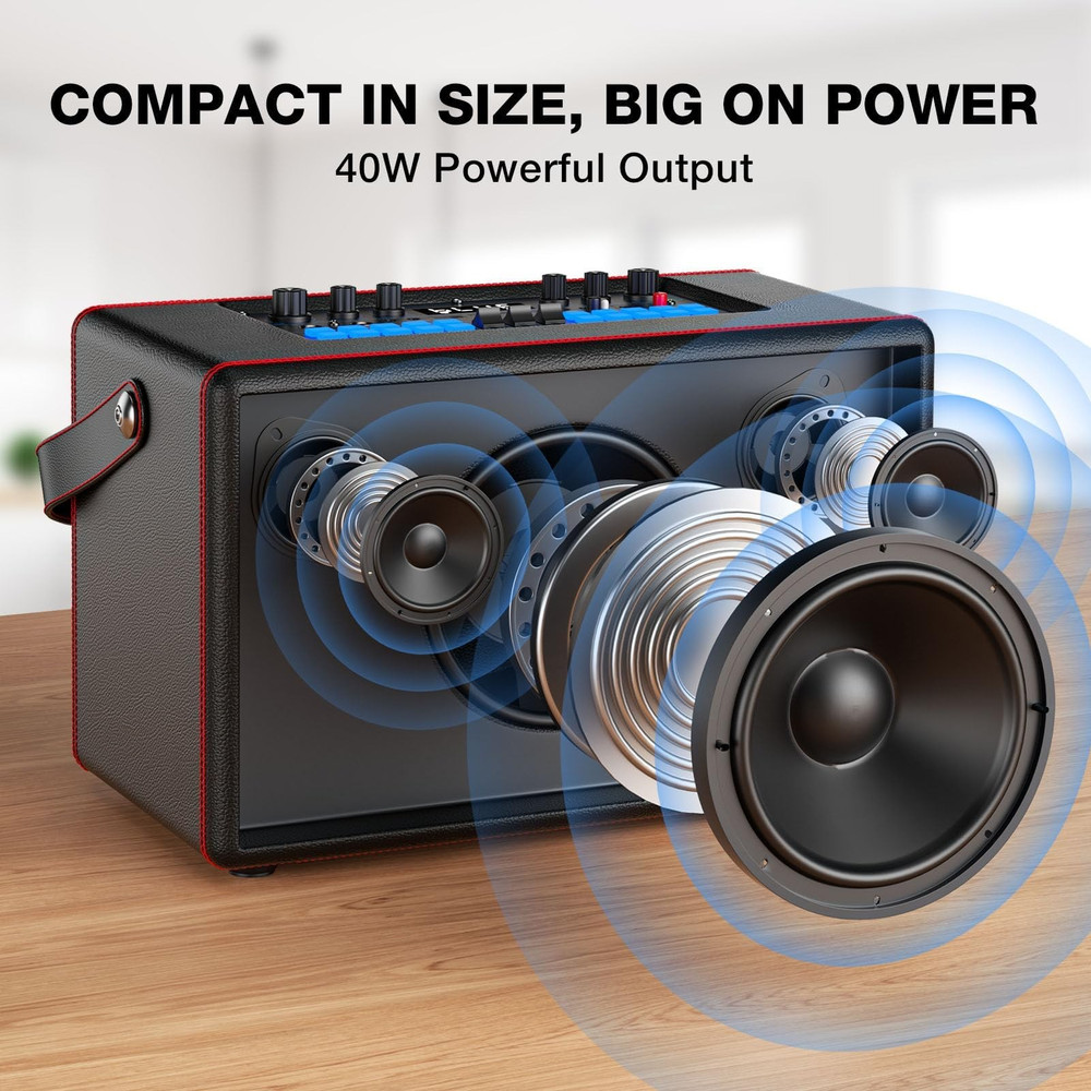 Karaoke Machine with Two Wireless Microphones, Portable Bluetooth Speaker-New!!!