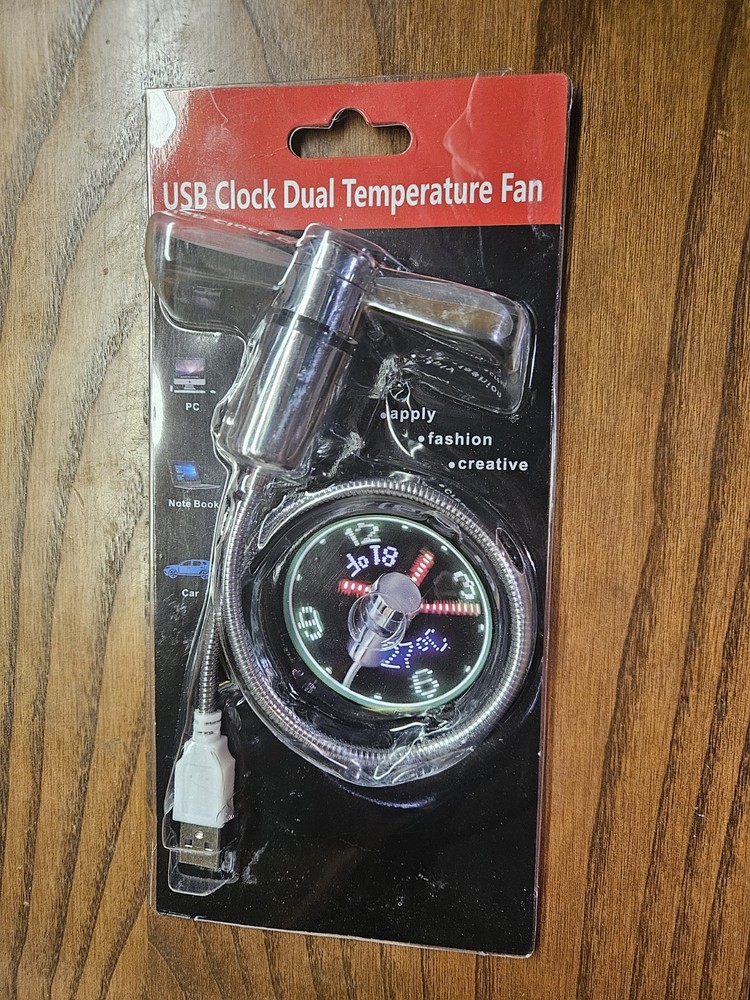 NEW USB Clock Dual Temperature Fan